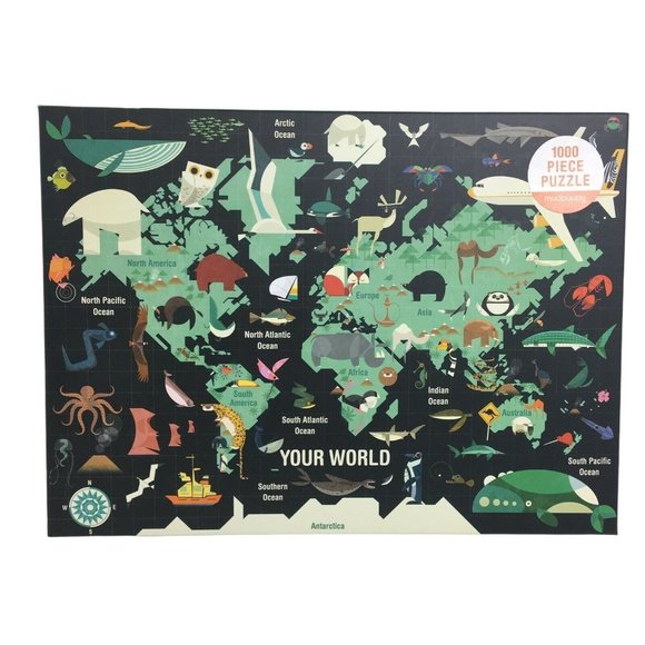 Mudpuppy Puzzle Your World Map 1000 Piece Paul Daviz 27" X 20" Jigsaw Puzzles - Picture 1 of 12